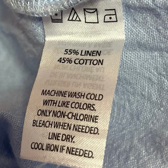 Saks Fifth Avenue Blue Linen High Waist Elastic Waist Pockets Sweat Shorts Sz M - Picture 5 of 5